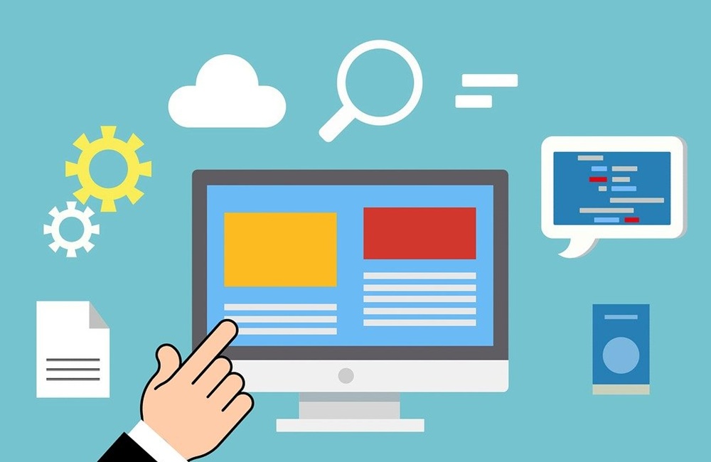 Ilustração de um monitor exibindo a página de um site