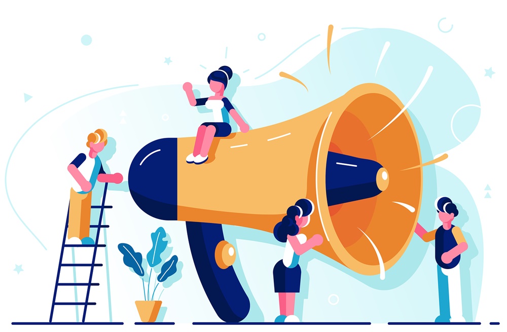 ilustração de um grande megafone para fazer anúncios