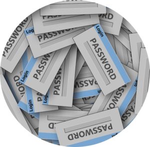 uma série de papeis com a palavra paasword (senha em inglês)