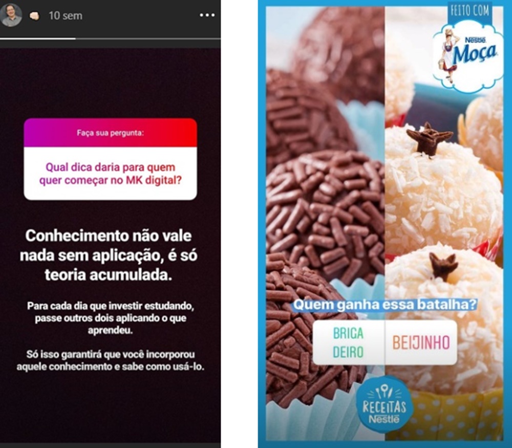 prints de stories do Instagram
