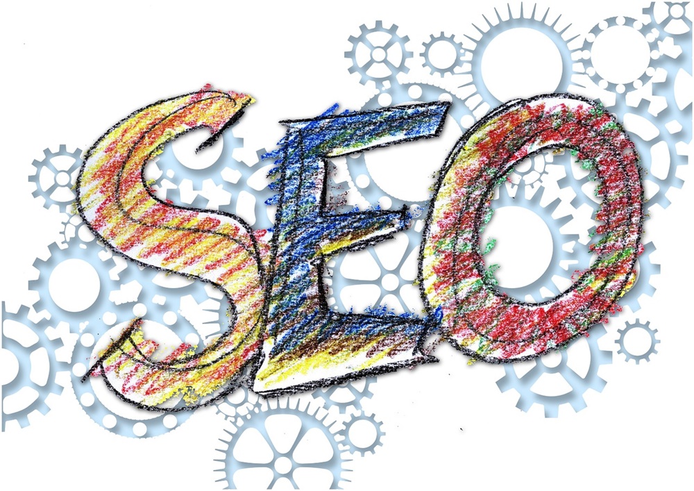 ilustração com a sigla SEO desenhada