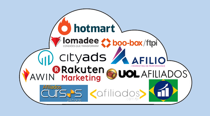 nuvem com sites que oferecem programas de afiliados